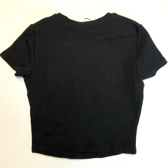 Garage Y2K Cropped Rhinestone Baby Tee Sugar & Spice Angel & Devil Black XS NEW - Picture 8 of 9